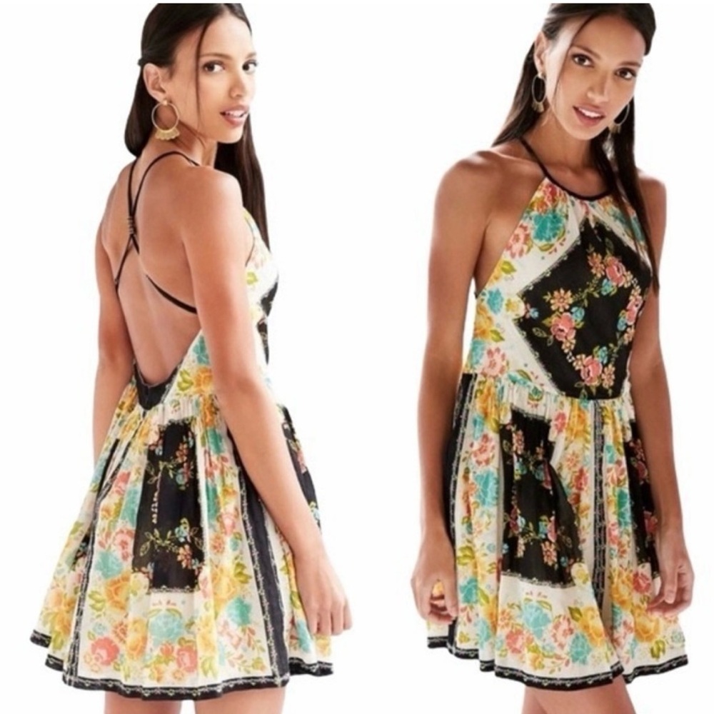 Ecote Black and Green Halter Sundress
